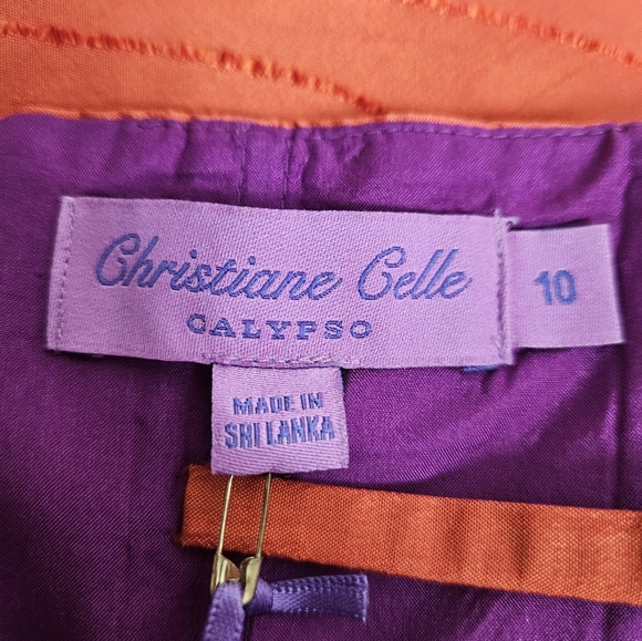 NWT Christiane Celle Calypso Iridescent Orange Tiered Midi Dress Size 10 K67‎ - Picture 9 of 12